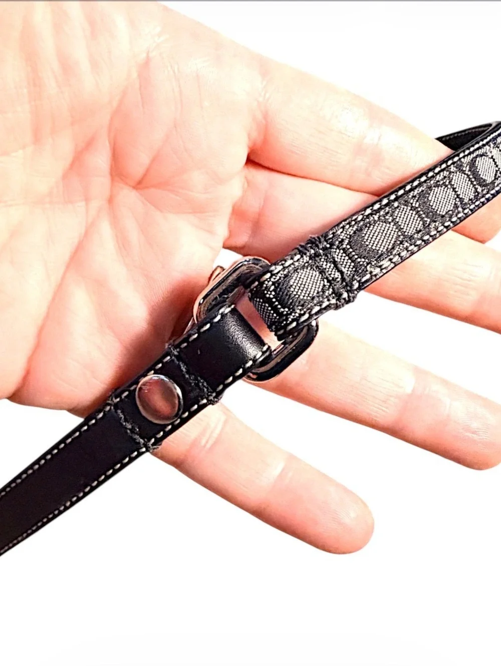 Coach Rare Black Signature Jacquard Authentic Dog Collar and Leash Set